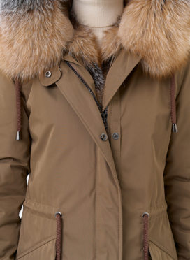 Женская парка с капюшоном из меха лисы