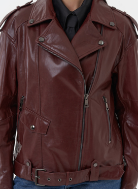 Женская косуха бордового цвета Женская косуха бордового цвета