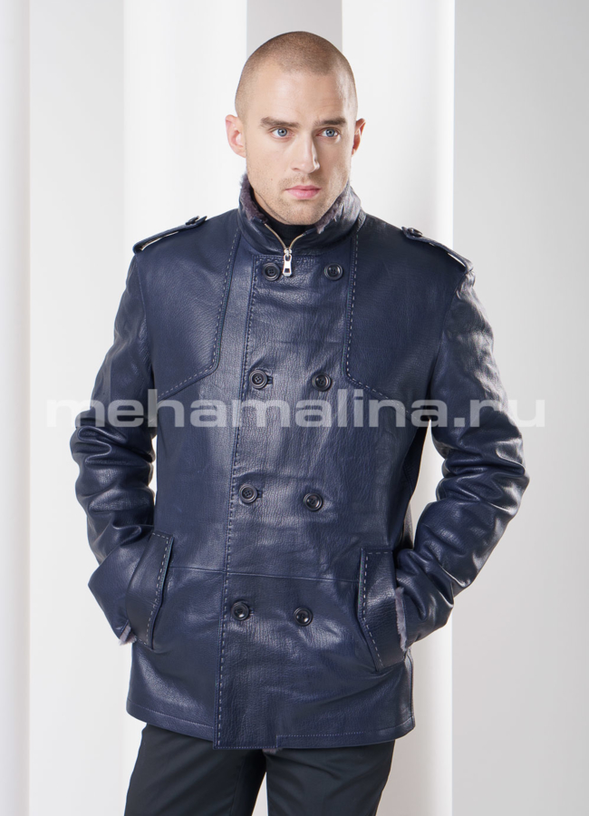 Мужская дубленка с воротником стойка модель № DM-81 универмаг малина