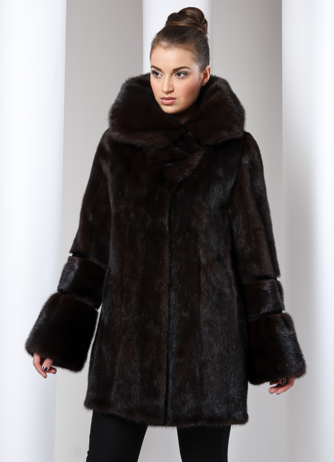 Шуба норка модель № S-13 меха малина