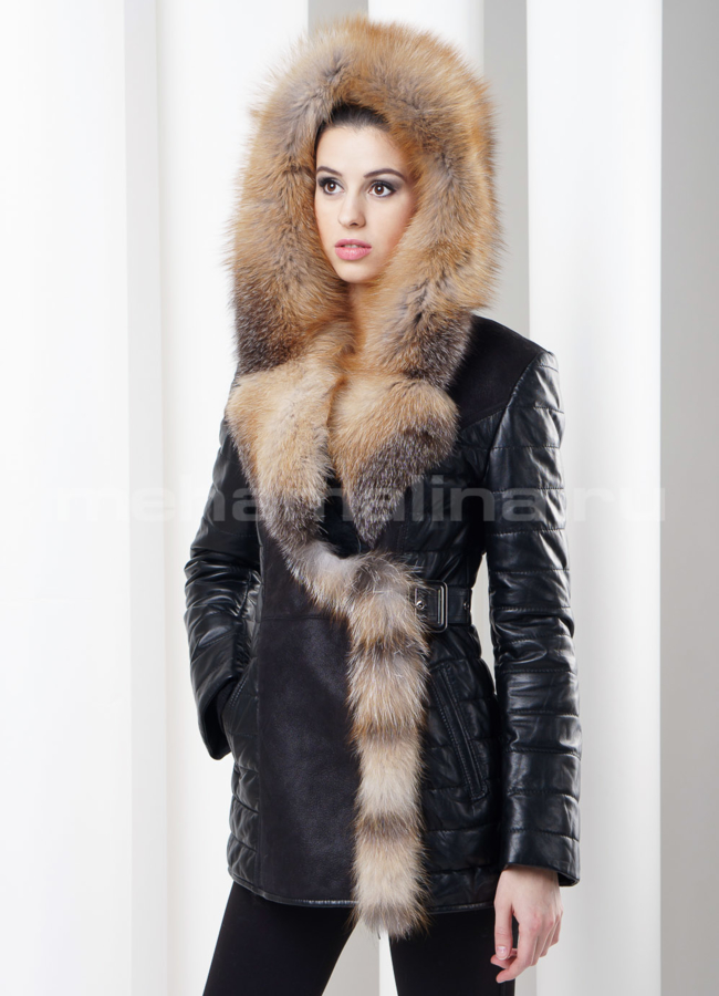 фото Дубленка-пуховик с лисой модель № D-103