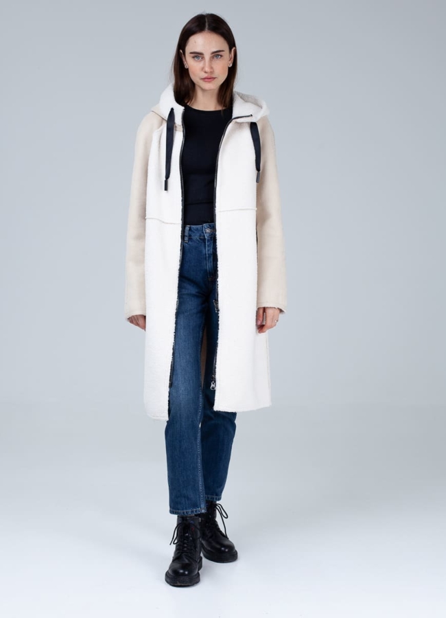 Искусственная дубленка в белом цвете модель № 2005 универмаг малина