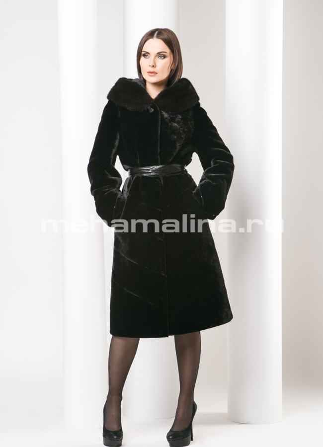 Шуба с капюшоном модель № S-492 в рассрочку