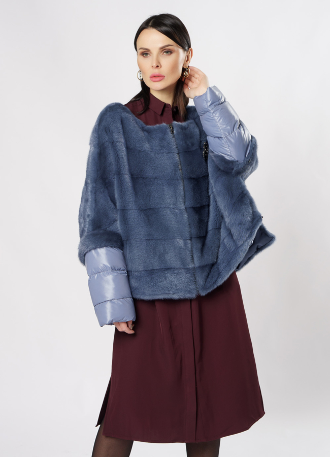 Куртка из норки трансформер модель № S-870 меха малина