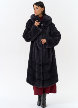 Шуба из меха норки с капюшоном