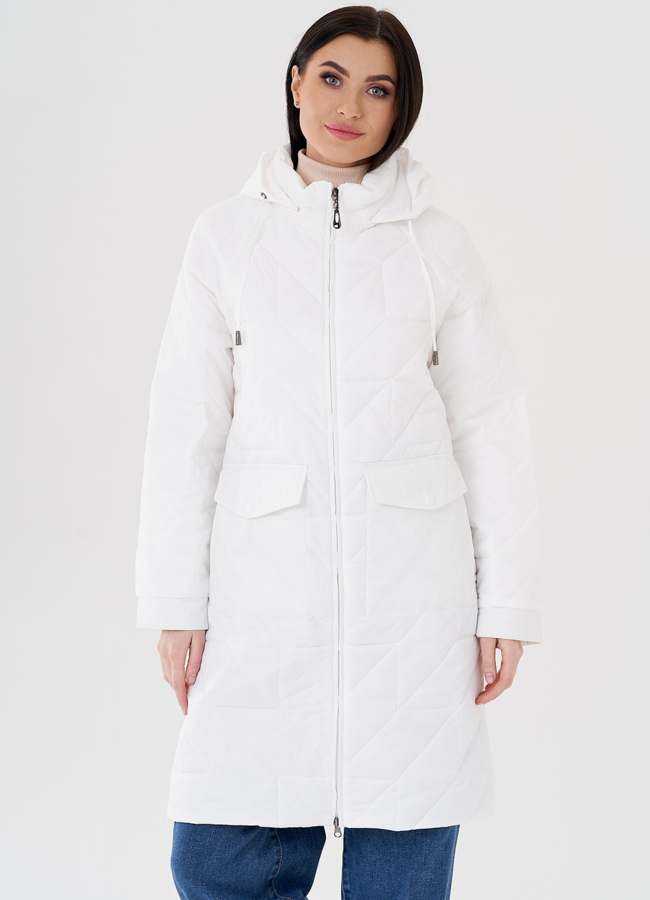 Женское полупальто с капюшоном  модель № 24331 меха малина