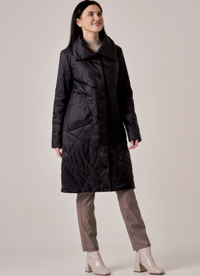 Плащ на кнопках черного цвета модель № А-10 универмаг малина