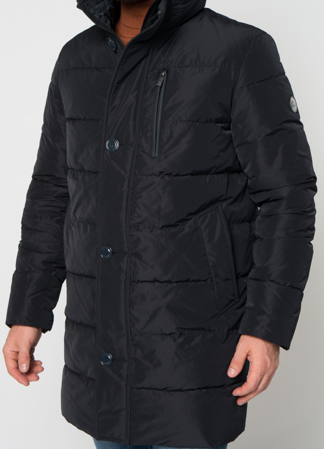 Пуховик мужской в синем цвете с капюшоном модель № 21568 универмаг малина