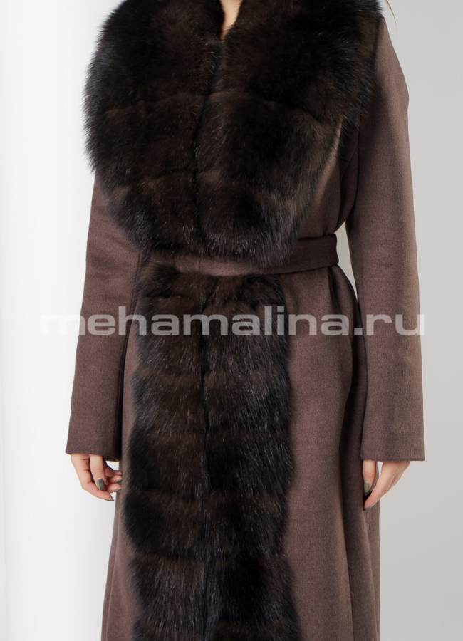 Пальто Oksa с мехом модель № 7434 универмаг малина