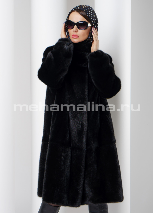 Шуба из скандинавской норки в цвете графит модель № S-519 универмаг малина