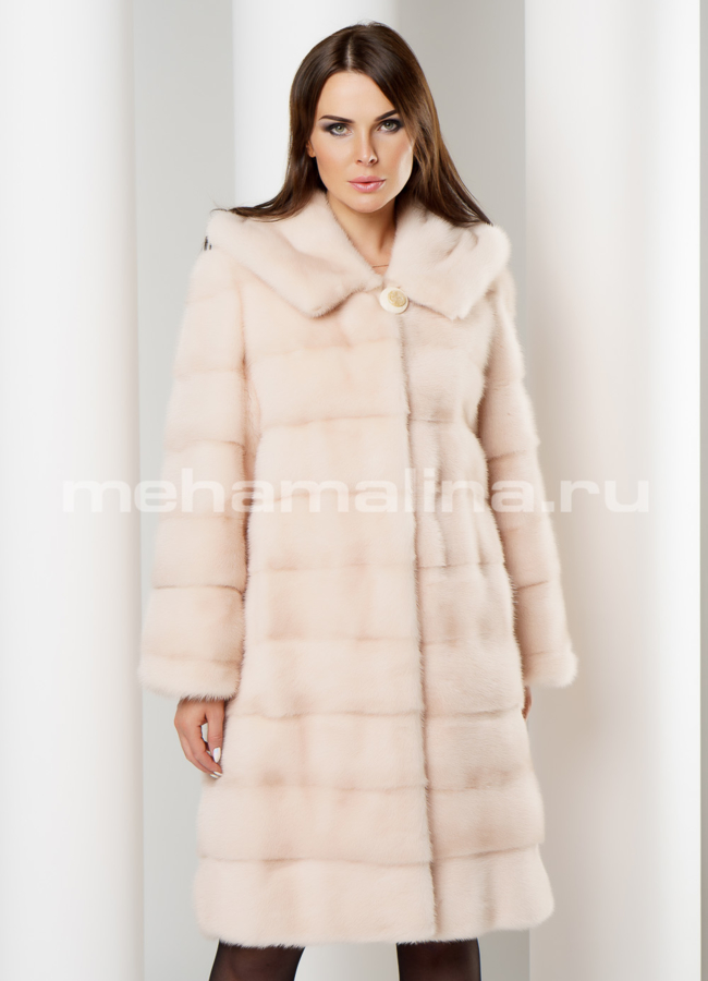 Светлая норковая шуба модель № S-624 универмаг малина