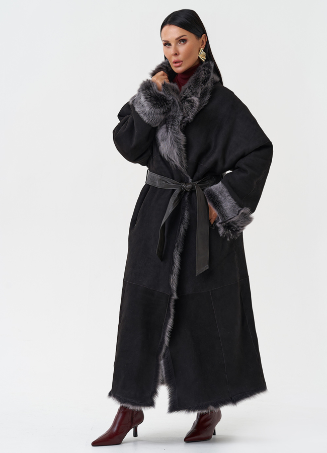 Двухсторонняя натуральная дубленка модель № 28421 универмаг малина