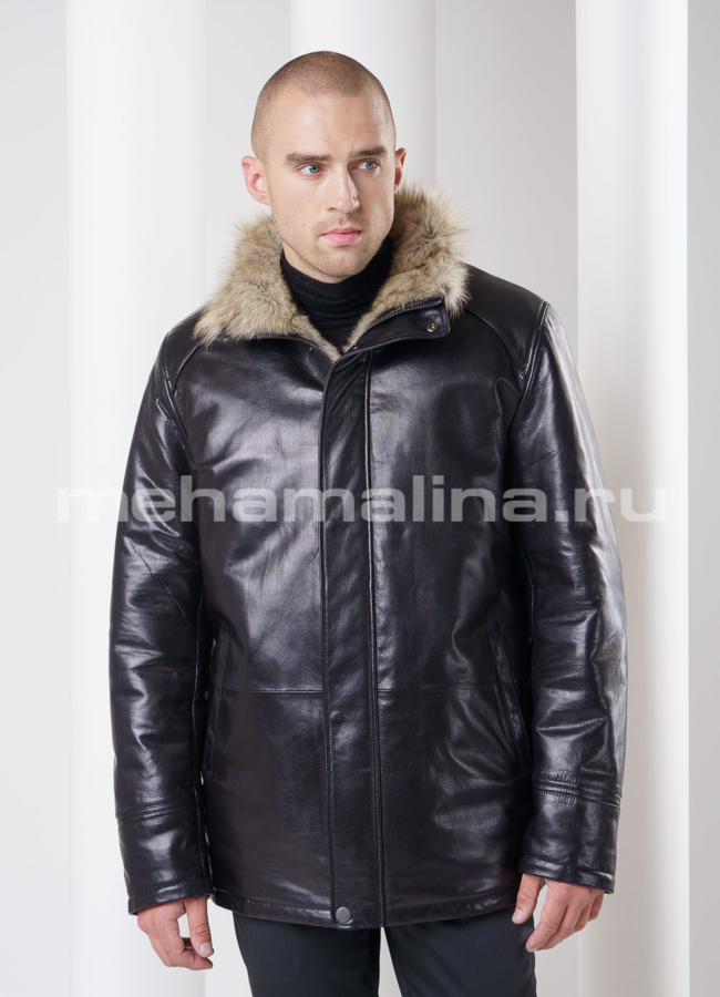 Дубленка на волке со съемным капюшоном модель № DM-83 универмаг малина