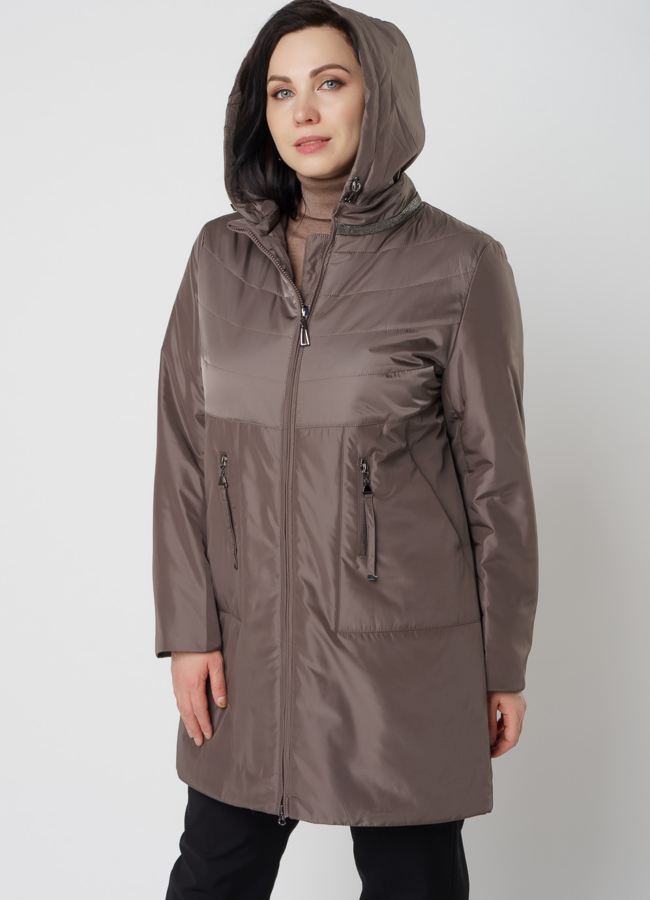 Полупальто женское серого цвета модель № 20680 в рассрочку