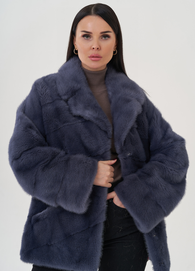 Шуба из норки с английским воротником  модель № 81030 универмаг малина