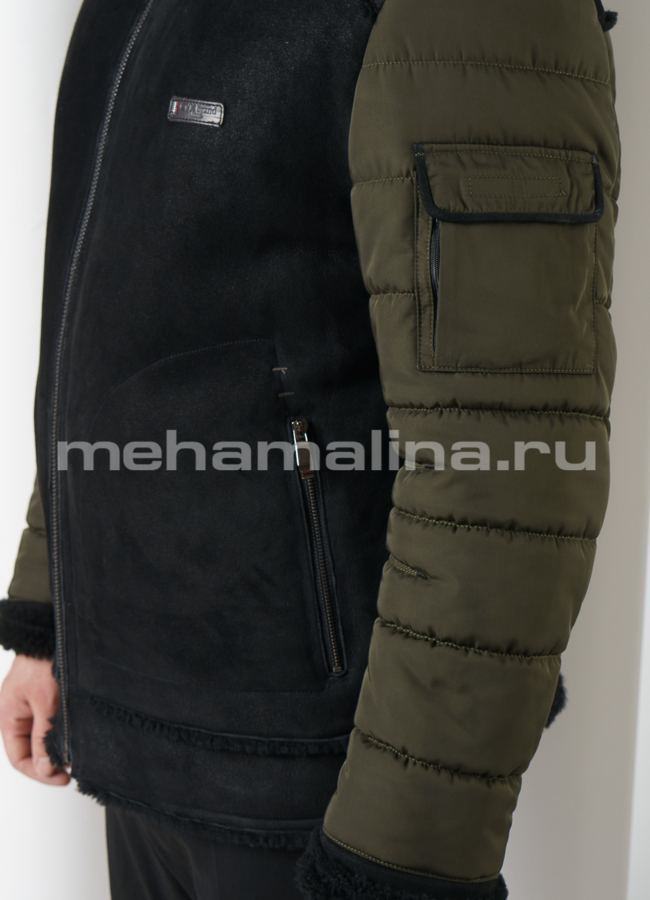 Мужская дубленка с текстилем модель № DM-130 в рассрочку