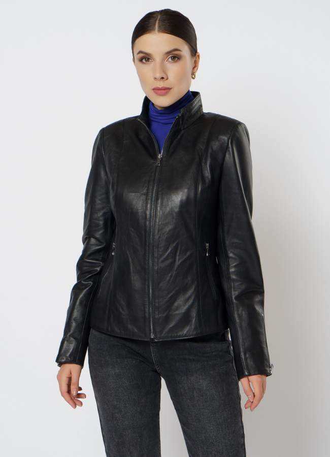 Женская кожаная куртка модель № 21609 универмаг малина