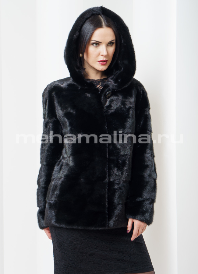 фото Шуба норка с капюшоном модель № S-349