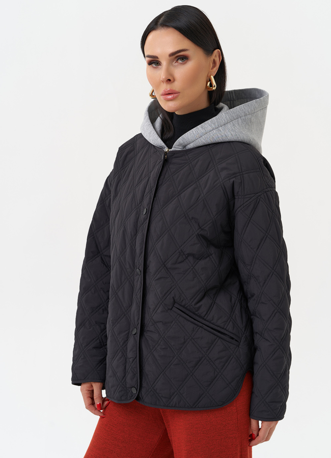 Женская куртка со съемным трикотажным капюшоном модель № 30044 универмаг малина