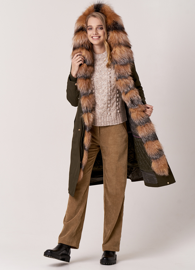 Удлиненная парка с мехом модель № 18942 в кредит