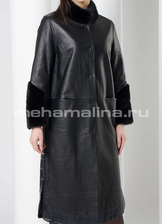 Плащ с отделкой из норки модель № K-434 универмаг малина