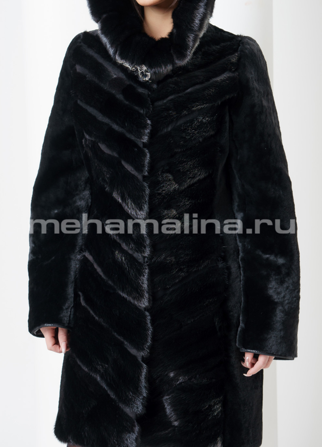 Шуба черного цвета модель № S-559/1 универмаг малина