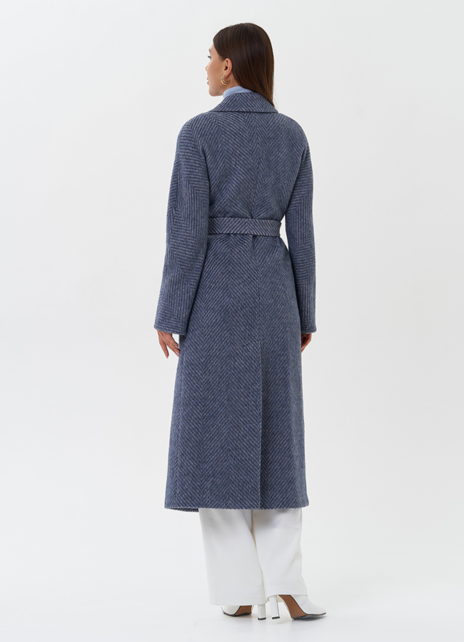 Длинное пальто с английским воротником модель № 27670 универмаг малина