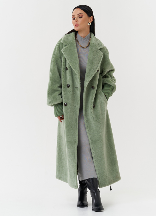 Яркое пальто из шерсти с поясом модель № 28541 универмаг малина