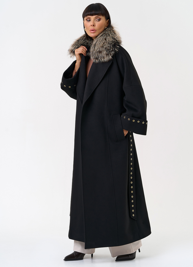 Утепленное женское пальто с английским воротником из меха лисы модель № 31552 универмаг малина Утепленное женское пальто с английским воротником из меха лисы модель № 31552 универмаг малина