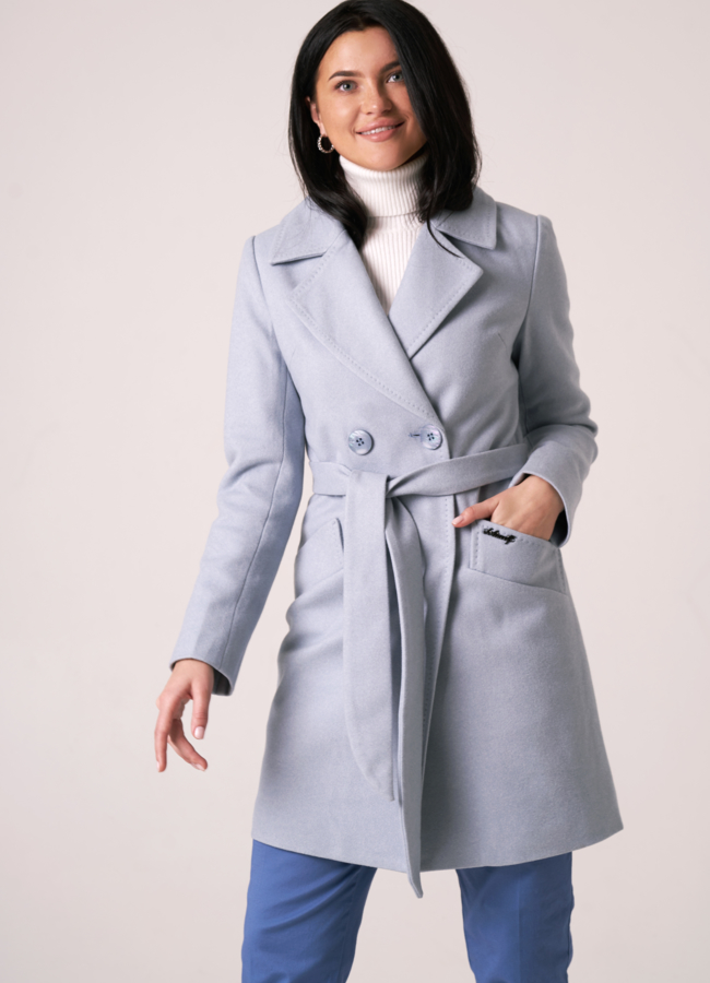 Женское пальто в голубом цвете модель № 8888 универмаг малина