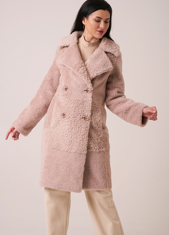 Пальто из овечьей шерсти двубортное модель № 17852 в кредит