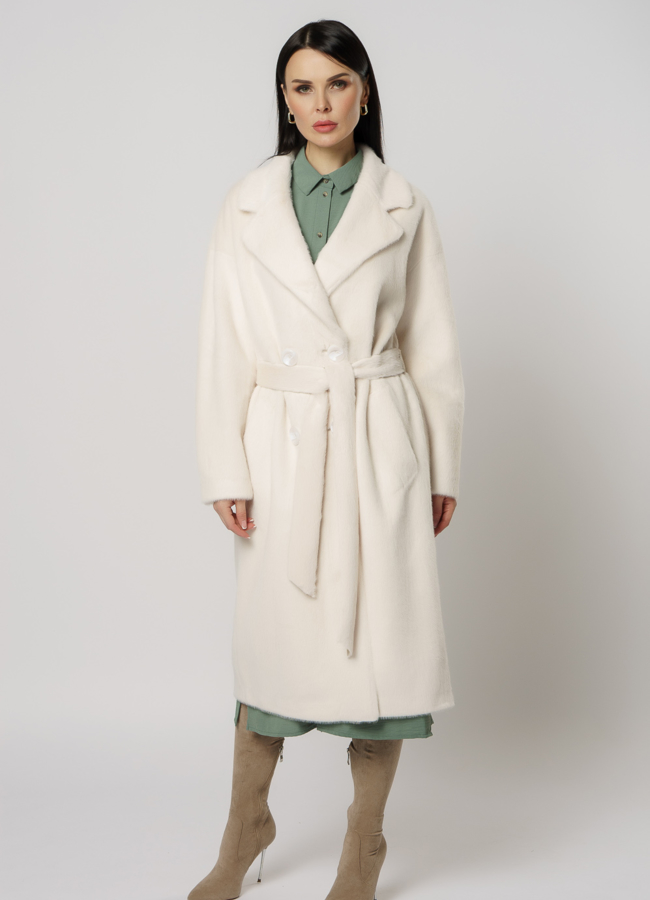 фото Утепленное двубортное пальто модель № 18304