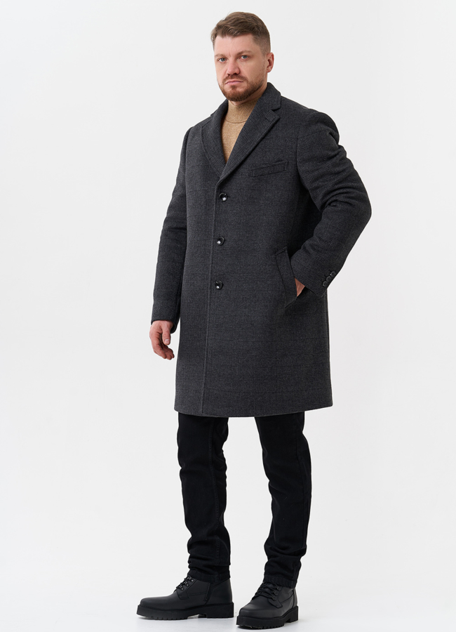 Мужское пальто серого цвета модель № 28109 в рассрочку