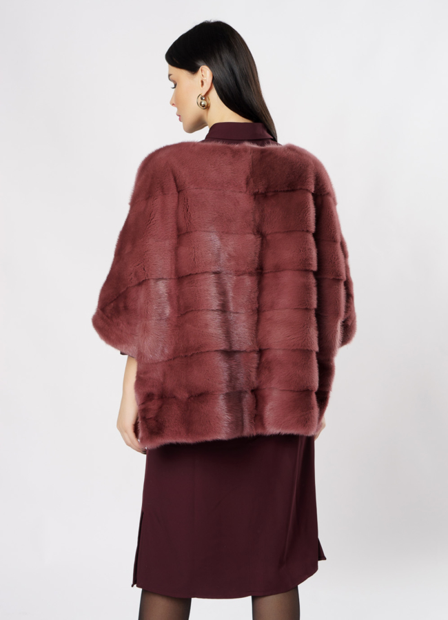 Куртка из норки розового цвета на молнии модель № S-865 в кредит