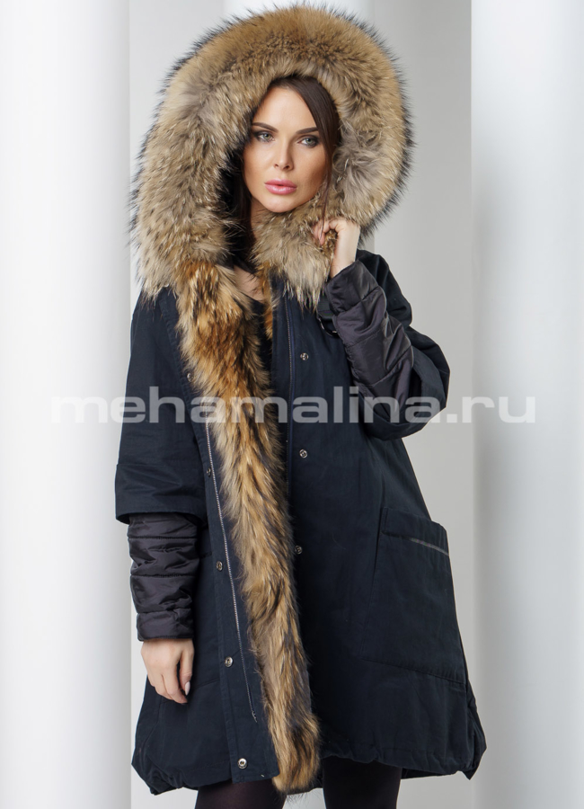 Парка модель № П-208 меха малина