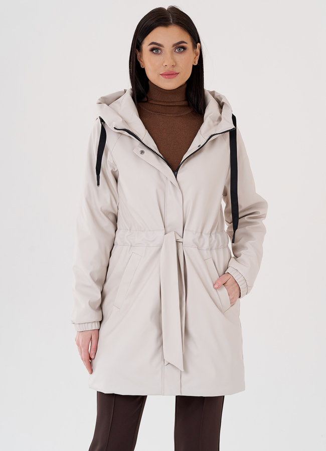 Женское удлиненное пальто из эко кожи на утеплении модель № 397 универмаг малина