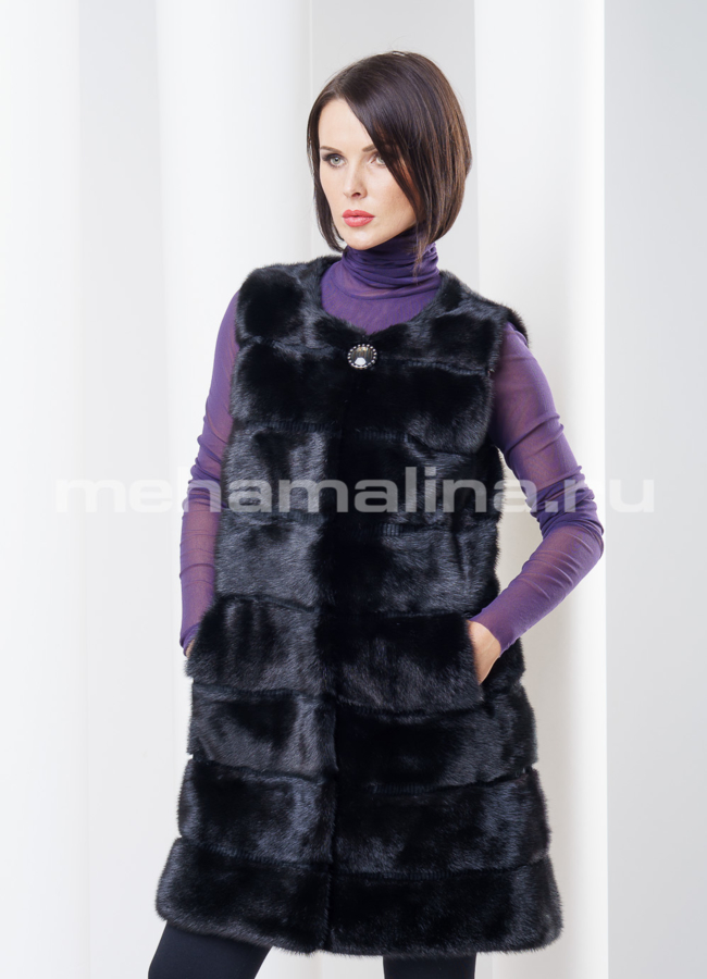 Норковый пуховик со съемными рукавами модель № S-274 универмаг малина
