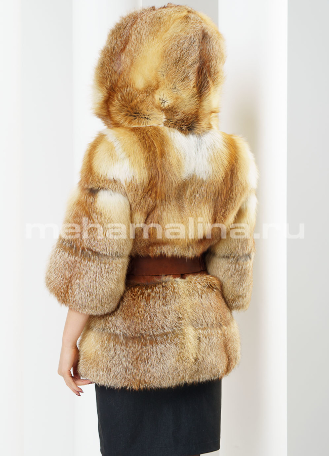 Шуба из лисы, капюшон модель № S-255 в кредит