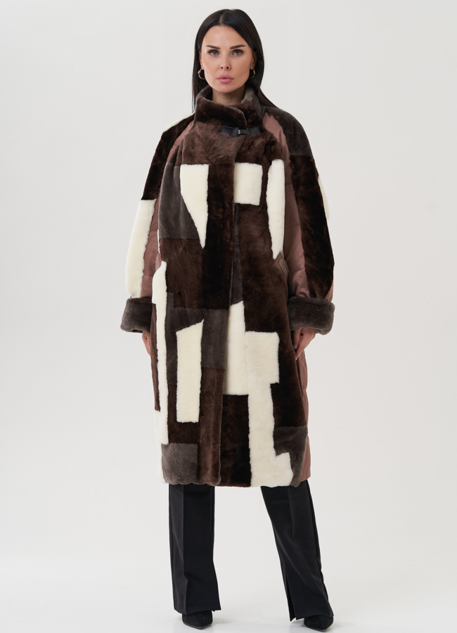 фото Пальто утепленное с овчиной модель № 25486