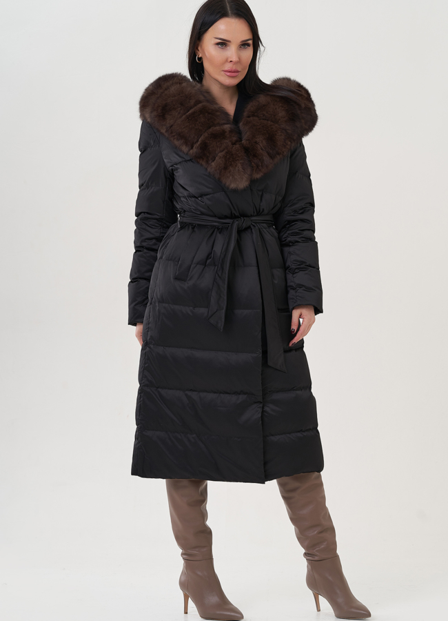 Женский пуховик с капюшоном  модель № 26075 в рассрочку