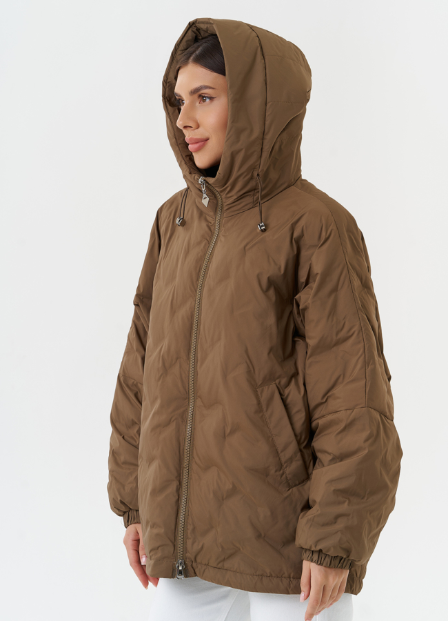 Женская куртка оверсайз с капюшоном модель № 27870 в кредит