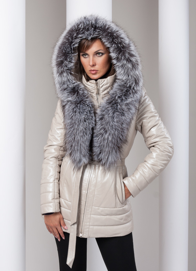 фото Кожаный пуховик модель № П-14