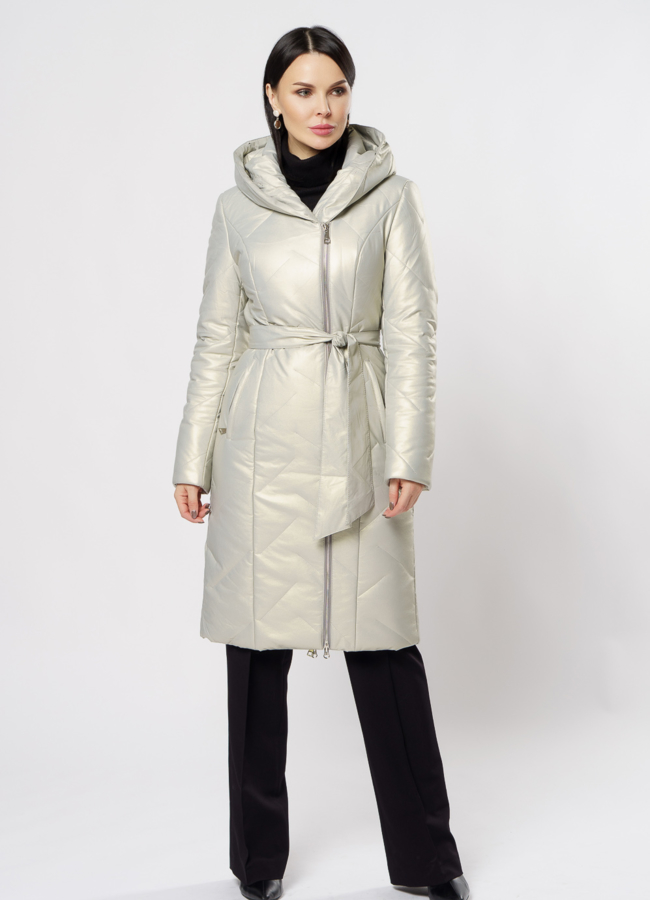 Удлиненный пуховик из эко кожи с чернобуркой модель № 19347 универмаг малина