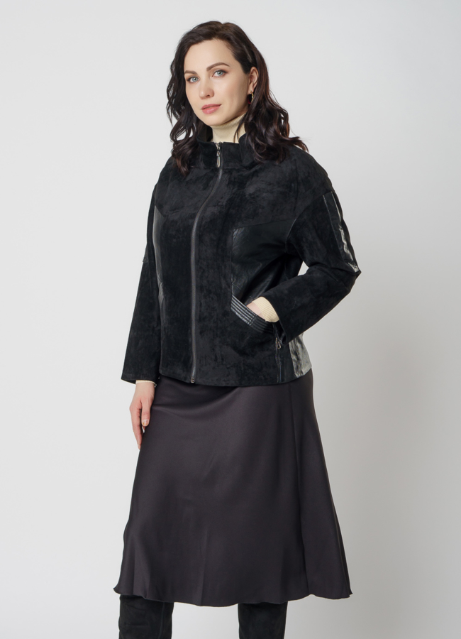 Куртка женская из эко кожи черного цвета модель № 8856 в кредит