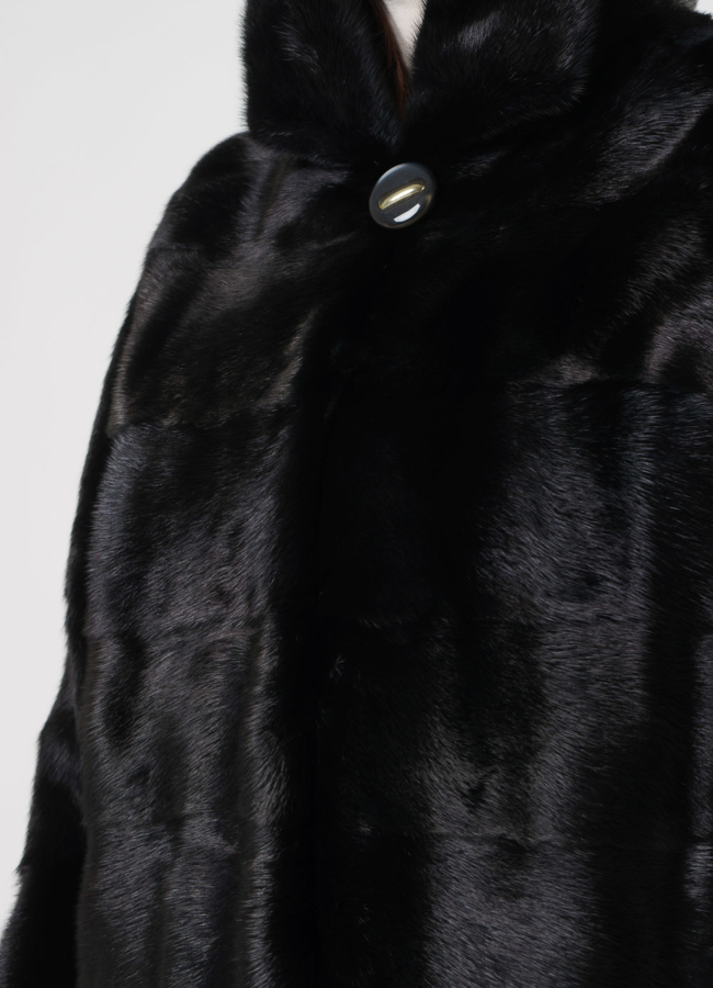 Норковая шуба поперечная с капюшоном модель № 8010 универмаг малина