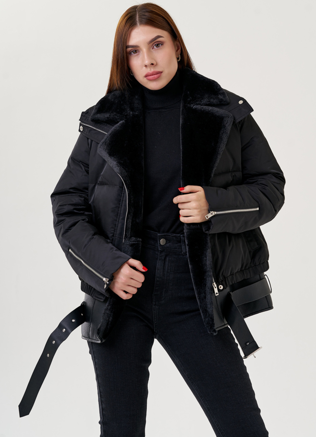 Дубленка из искусственного меха 2 в 1 модель № 79317 универмаг малина