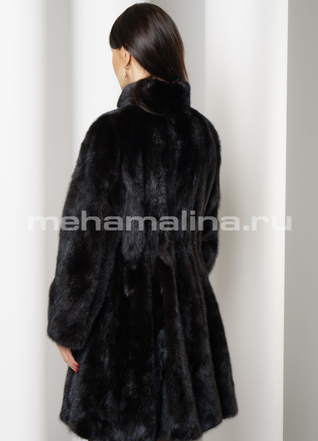 Норковая шуба с воротником стойка модель № S-739 универмаг малина