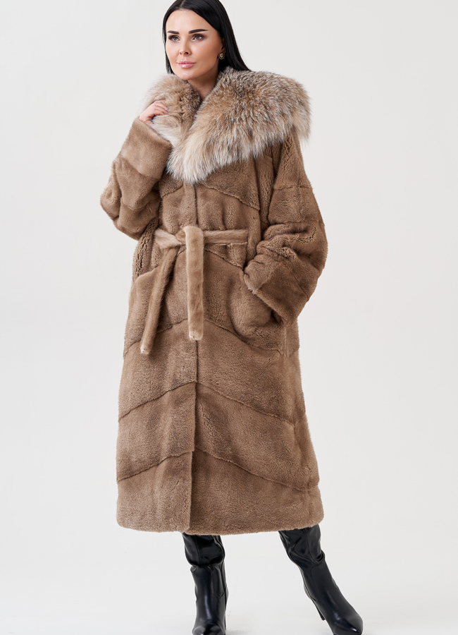 Норковая шуба с рысью модель № 23079 универмаг малина