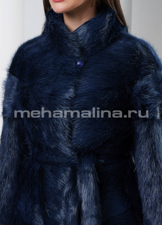 Шуба синего цвета модель № S-548 универмаг малина