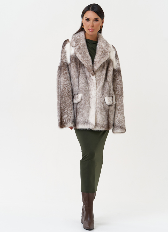 Жакет из норки крестовки cross модель № 31318 универмаг малина